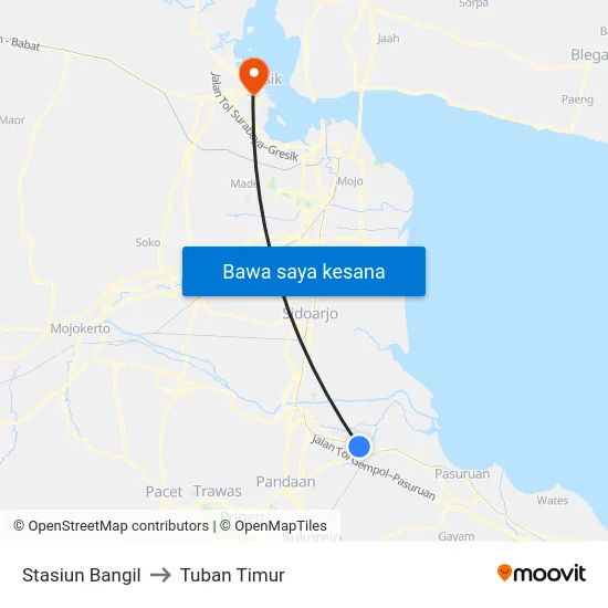 Stasiun Bangil to Tuban Timur map