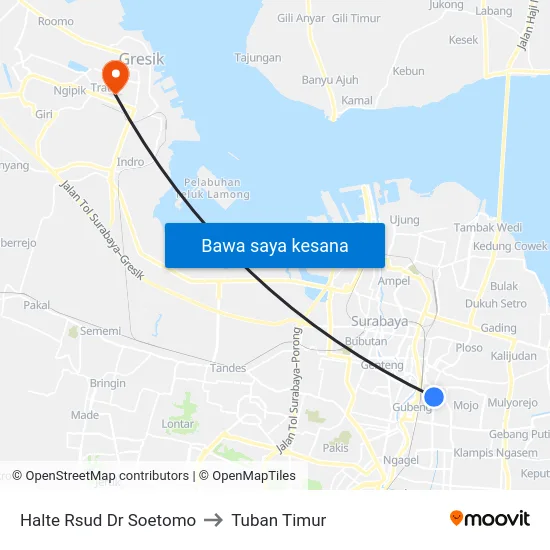 Halte Rsud Dr Soetomo to Tuban Timur map