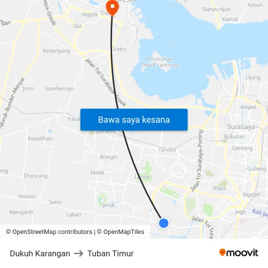 Dukuh Karangan to Tuban Timur map