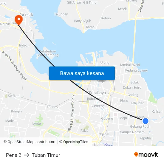 Pens 2 to Tuban Timur map