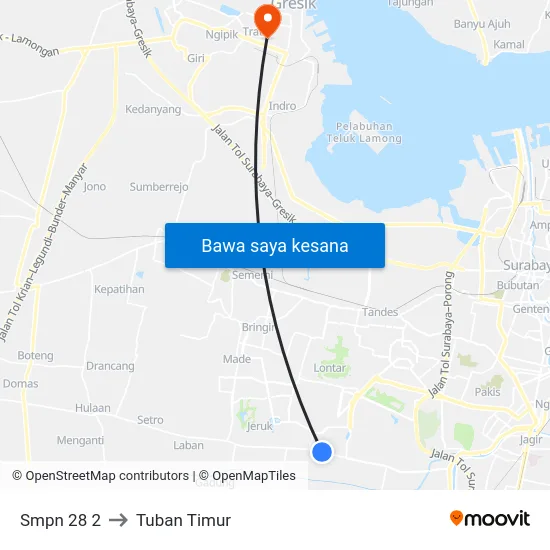 Smpn 28 2 to Tuban Timur map