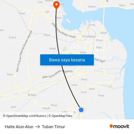 Halte Alun-Alun to Tuban Timur map