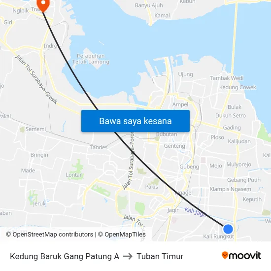 Kedung Baruk Gang Patung A to Tuban Timur map