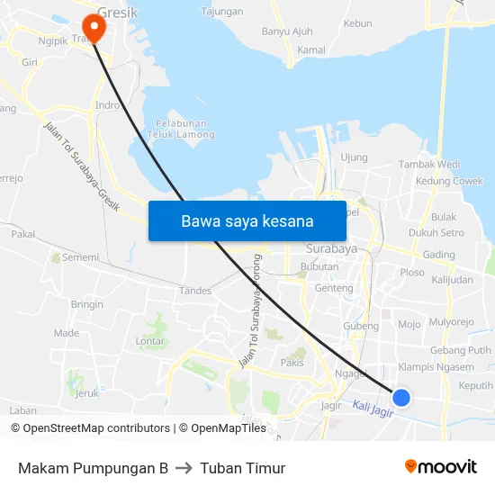 Makam Pumpungan B to Tuban Timur map