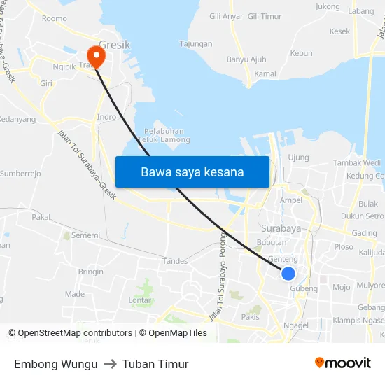 Embong Wungu to Tuban Timur map