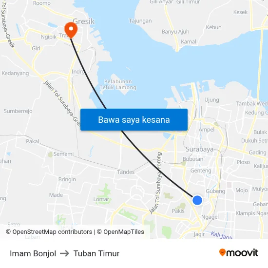 Imam Bonjol to Tuban Timur map