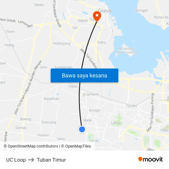 UC Loop to Tuban Timur map