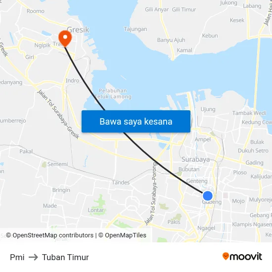 Pmi to Tuban Timur map