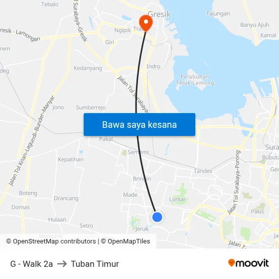G - Walk 2a to Tuban Timur map