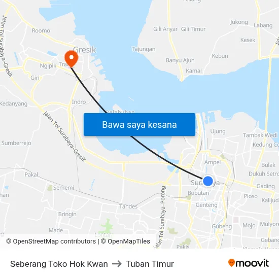 Seberang Toko Hok Kwan to Tuban Timur map