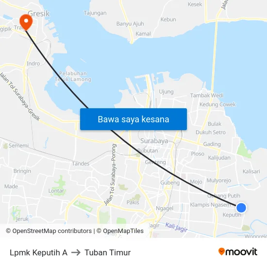 Lpmk Keputih A to Tuban Timur map