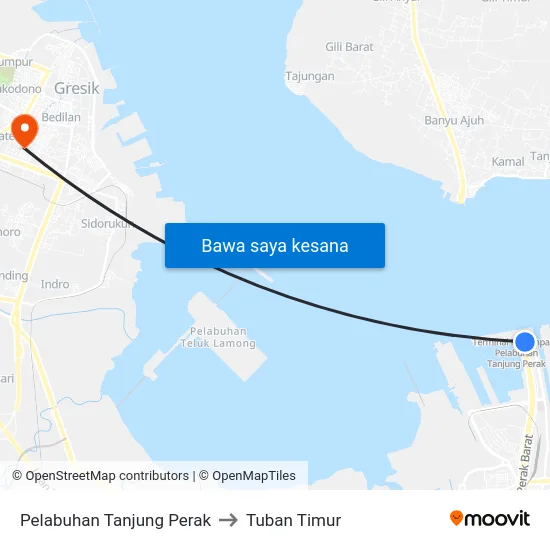 Pelabuhan Tanjung Perak to Tuban Timur map