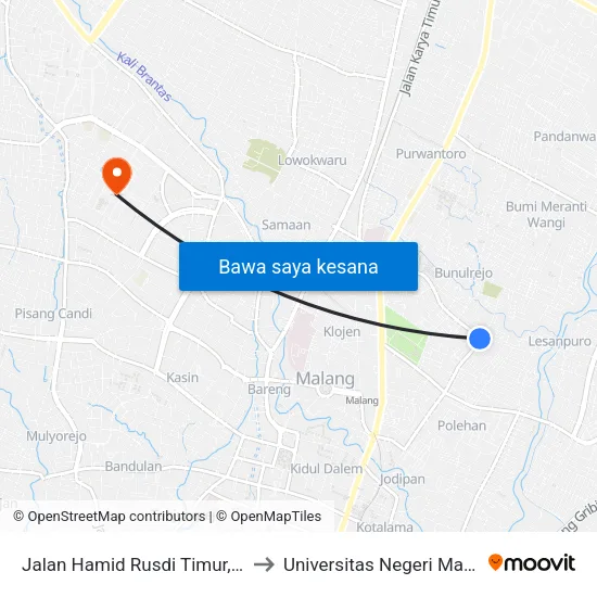 Jalan Hamid Rusdi Timur, 317 to Universitas Negeri Malang map