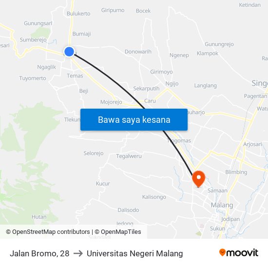 Jalan Bromo, 28 to Universitas Negeri Malang map