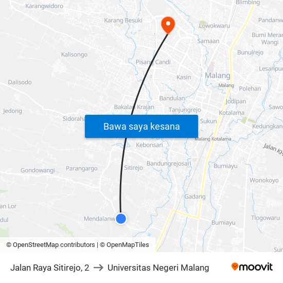 Jalan Raya Sitirejo, 2 to Universitas Negeri Malang map