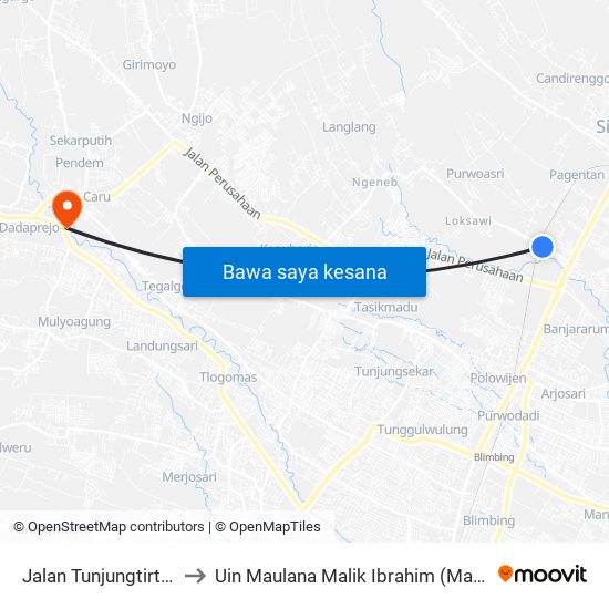 Jalan Tunjungtirto, 2 to Uin Maulana Malik Ibrahim (Malang) map