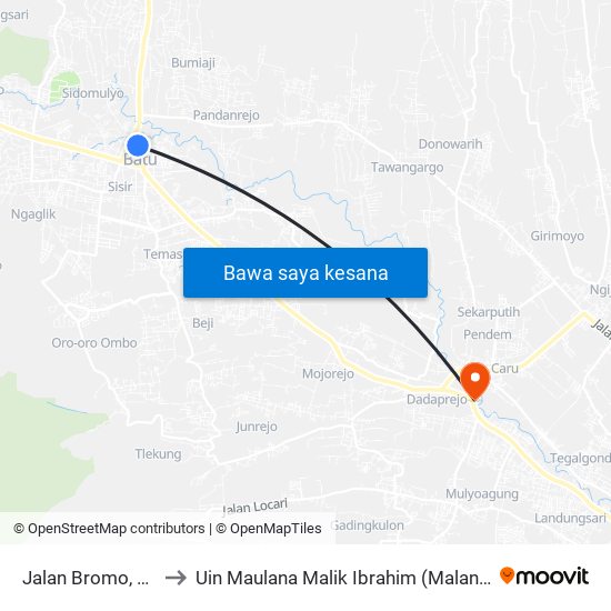 Jalan Bromo, 28 to Uin Maulana Malik Ibrahim (Malang) map