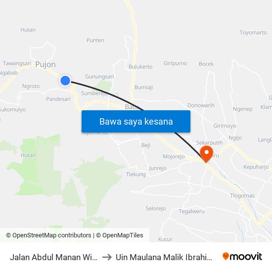 Jalan Abdul Manan Wijaya, 142 to Uin Maulana Malik Ibrahim (Malang) map