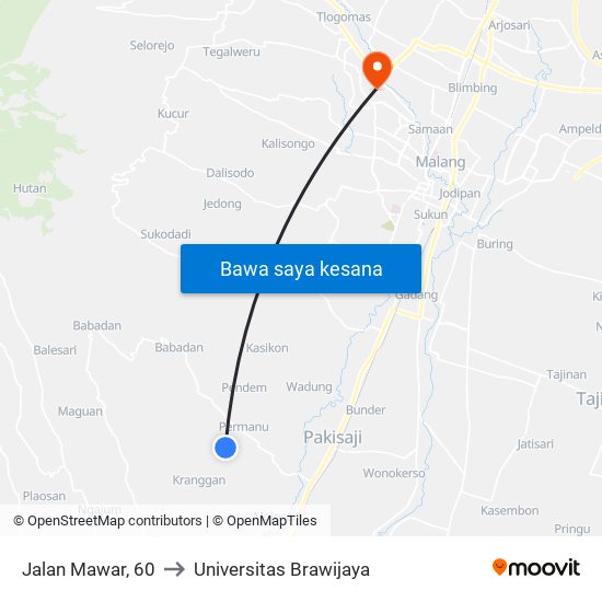 Jalan Mawar, 60 to Universitas Brawijaya map