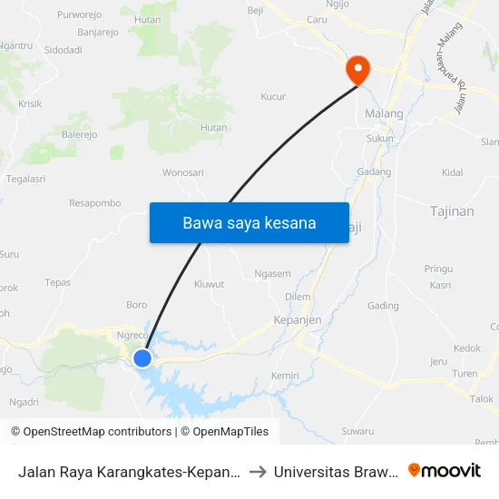 Jalan Raya Karangkates-Kepanjen, 77 to Universitas Brawijaya map