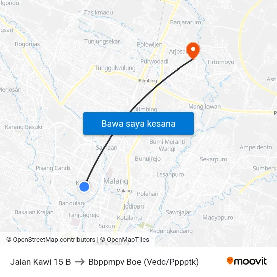 Jalan Kawi 15 B to Bbppmpv Boe (Vedc/Pppptk) map