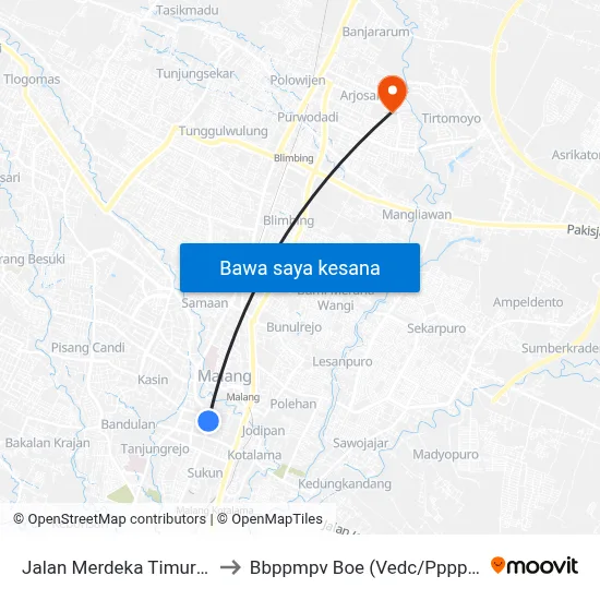 Jalan Merdeka Timur 2f to Bbppmpv Boe (Vedc/Pppptk) map
