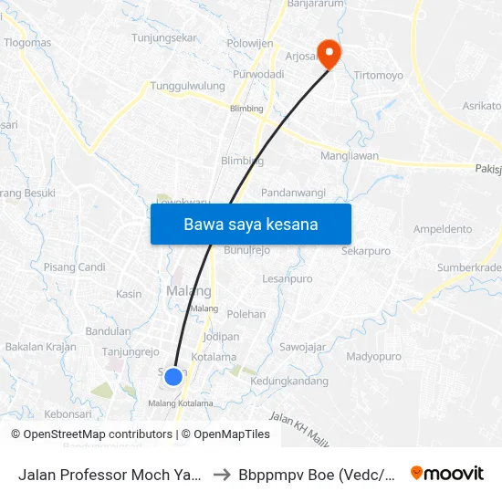 Jalan Professor Moch Yamin 101 to Bbppmpv Boe (Vedc/Pppptk) map