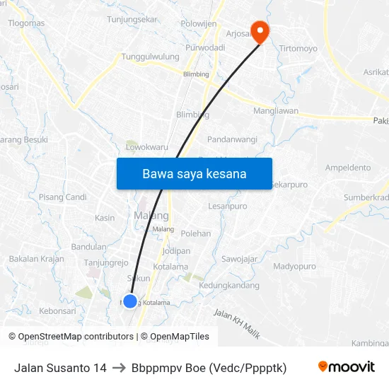 Jalan Susanto 14 to Bbppmpv Boe (Vedc/Pppptk) map