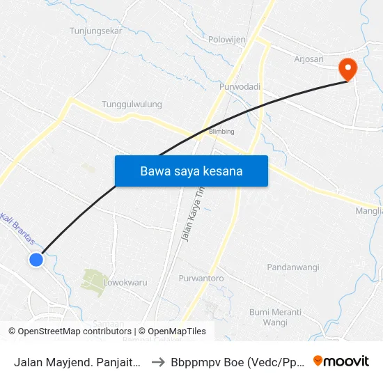 Jalan Mayjend. Panjaitan 89 to Bbppmpv Boe (Vedc/Pppptk) map