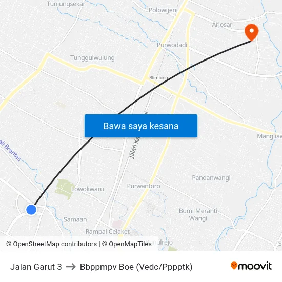 Jalan Garut 3 to Bbppmpv Boe (Vedc/Pppptk) map