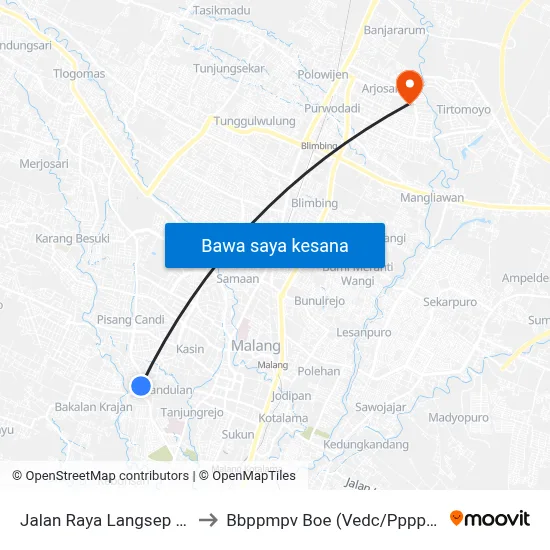 Jalan Raya Langsep 70 to Bbppmpv Boe (Vedc/Pppptk) map