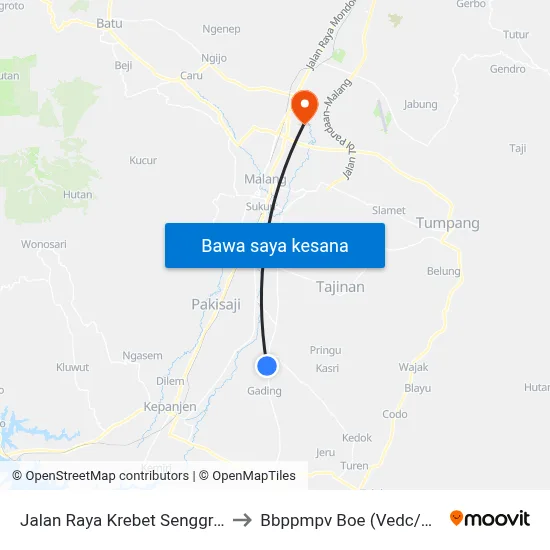 Jalan Raya Krebet Senggrong, 39 to Bbppmpv Boe (Vedc/Pppptk) map