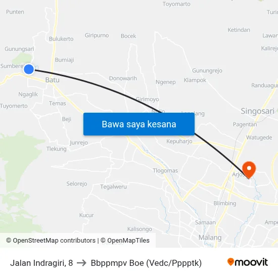 Jalan Indragiri, 8 to Bbppmpv Boe (Vedc/Pppptk) map