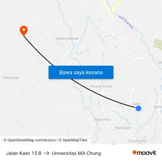Jalan Kawi 15 B to Universitas MA Chung map