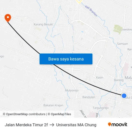 Jalan Merdeka Timur 2f to Universitas MA Chung map