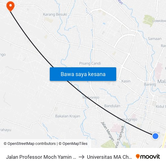 Jalan Professor Moch Yamin 101 to Universitas MA Chung map
