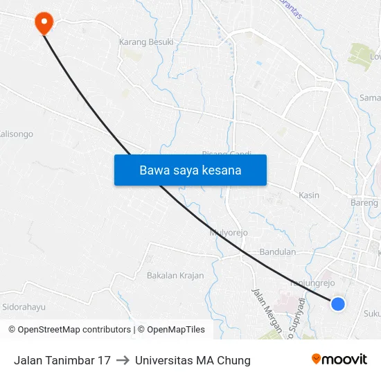 Jalan Tanimbar 17 to Universitas MA Chung map