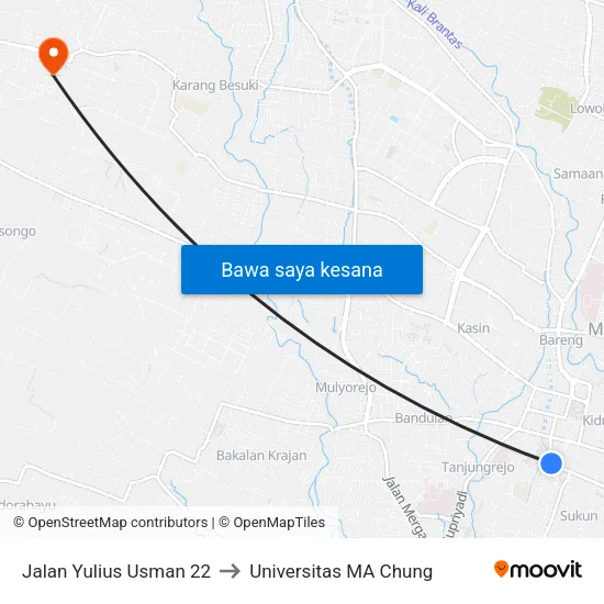 Jalan Yulius Usman 22 to Universitas MA Chung map