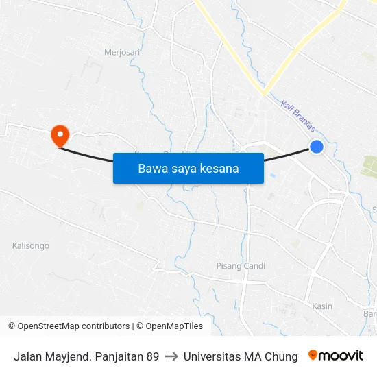 Jalan Mayjend. Panjaitan 89 to Universitas MA Chung map