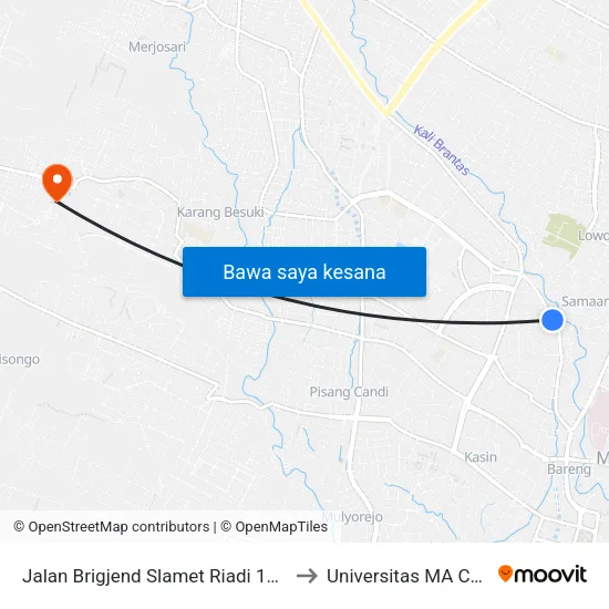 Jalan Brigjend Slamet Riadi 133-135 to Universitas MA Chung map