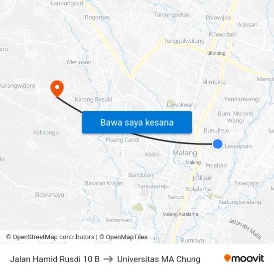 Jalan Hamid Rusdi 10 B to Universitas MA Chung map