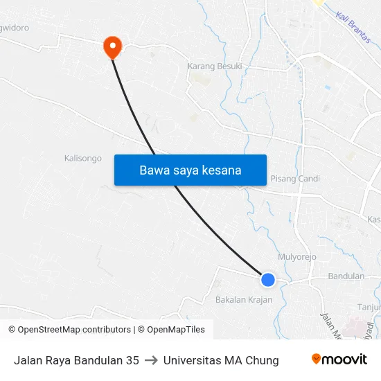 Jalan Raya Bandulan 35 to Universitas MA Chung map