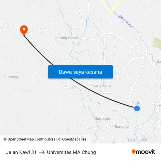 Jalan Kawi 31 to Universitas MA Chung map