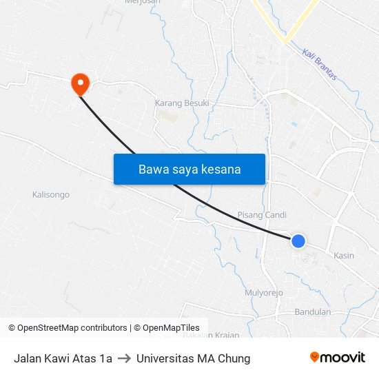 Jalan Kawi Atas 1a to Universitas MA Chung map
