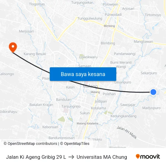 Jalan Ki Ageng Gribig 29 L to Universitas MA Chung map