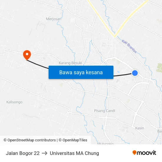 Jalan Bogor 22 to Universitas MA Chung map