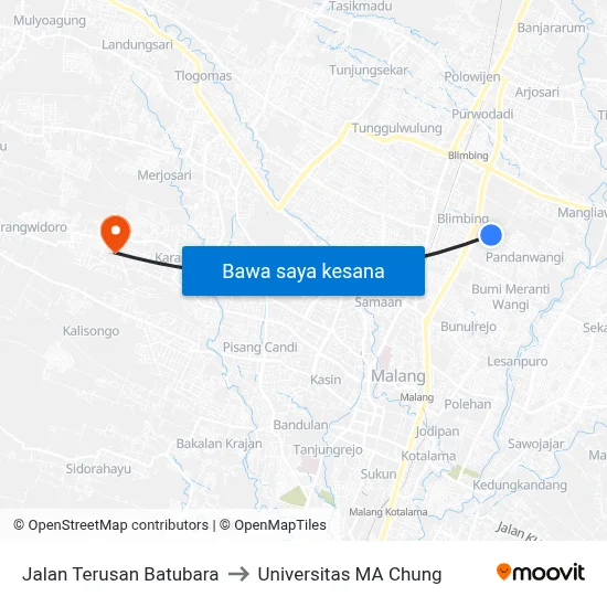 Jalan Terusan Batubara to Universitas MA Chung map