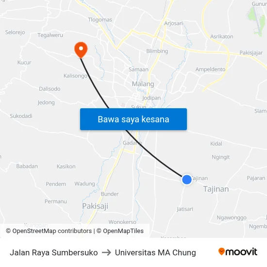 Jalan Raya Sumbersuko to Universitas MA Chung map