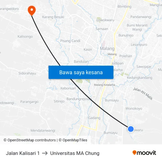 Jalan Kalisari 1 to Universitas MA Chung map