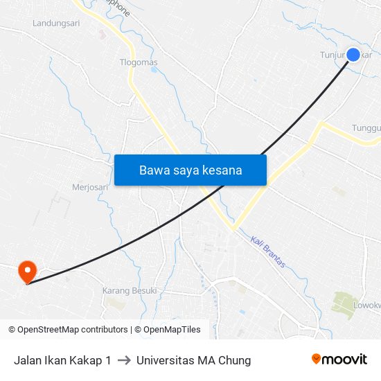 Jalan Ikan Kakap 1 to Universitas MA Chung map